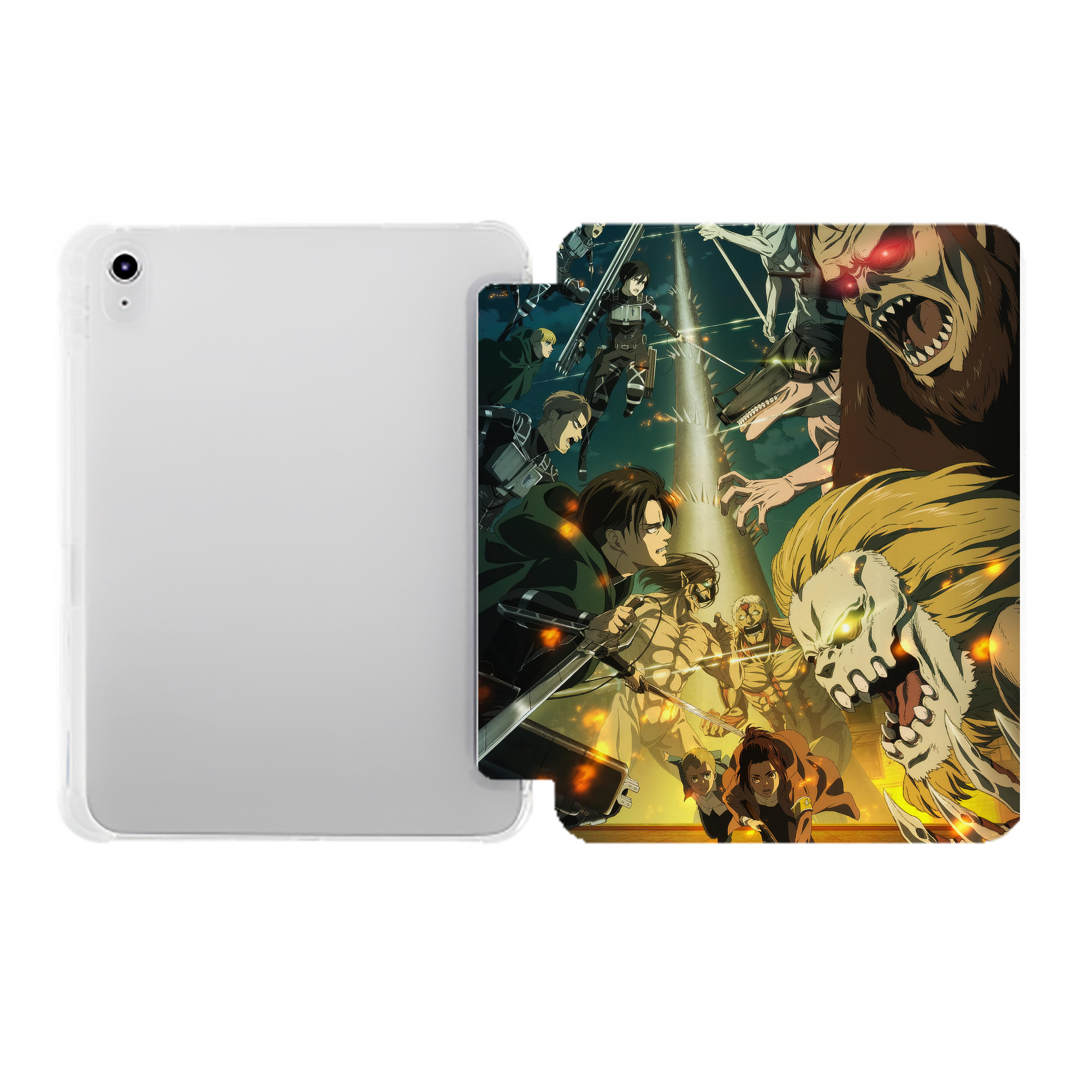 （画像用） 進撃の巨人 Attack on Titan IPad ケース ペン収納付き 三つ折りスタンド PUレザー×シリコン 対応機種9.5/10.5/10.9インチ